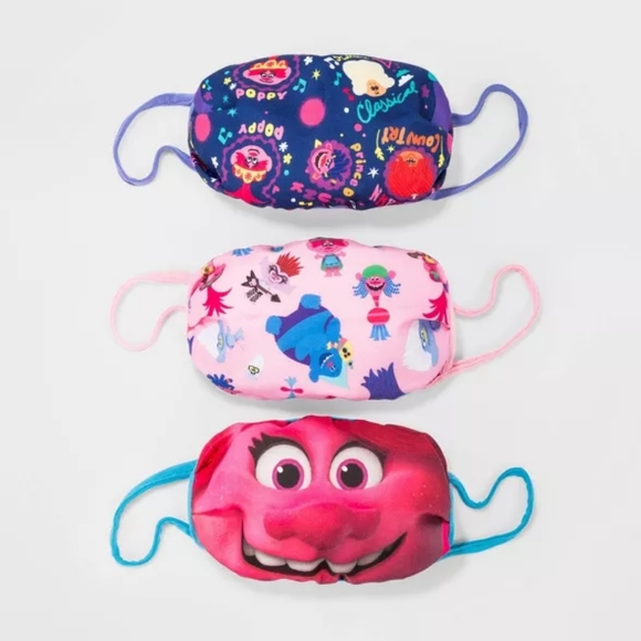 5 Girl's Face Masks: 3 TROLLS & 2 Cat & Jack - Picture 5 of 7